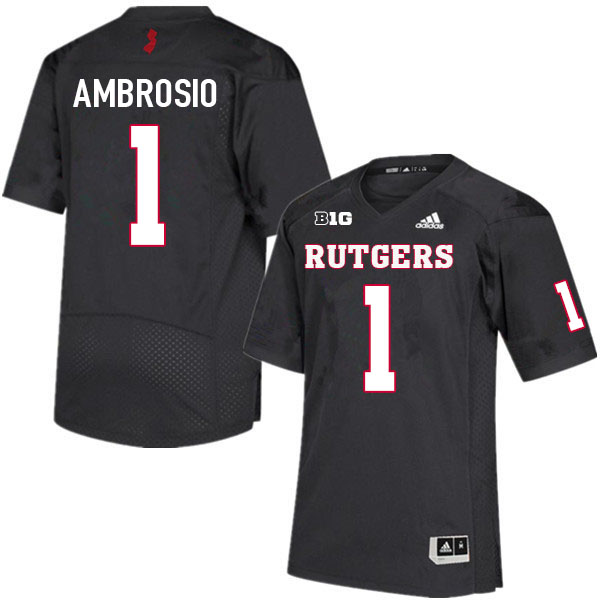 Youth #1 Valentino Ambrosio Rutgers Scarlet Knights College Football Jerseys Sale-Black
